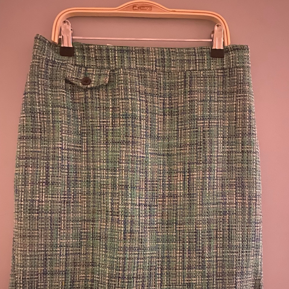 Caribbean Blue Tweed Pencil Skirt
